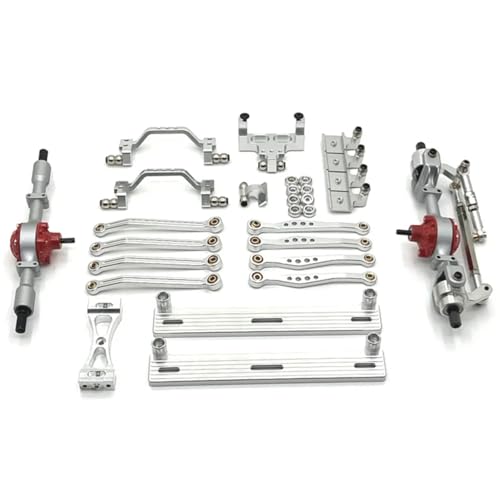 PLOQAZEH RC Autoteile Für WPL Für C64 C64-1 1/16 RC Auto Upgrade Teile Metall Vorder- Und Hinterachse Für Chassis Link Stange Zug Stange Montieren Seite Pedal Shock Mount Set(Silver) von PLOQAZEH