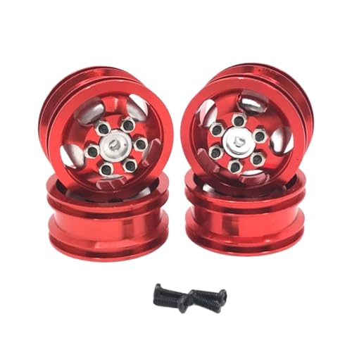 PLOQAZEH RC Autoteile Für WPL Für Jjrc C14 C24 C34 B14 B24 Q61 Q62 4X4 4WD 1/16 Metall Felge Radnabe RC Fernbedienung Auto Upgrade Zubehör Teile(Red) von PLOQAZEH