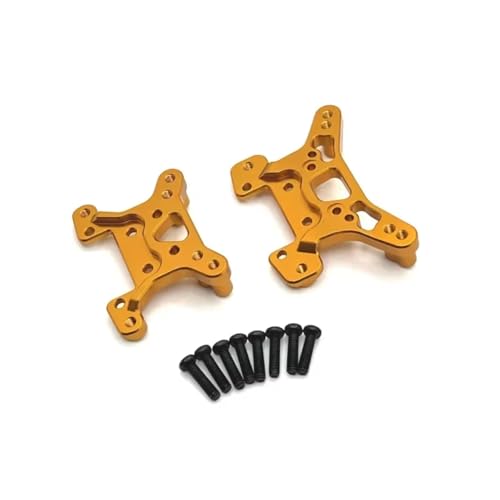 PLOQAZEH RC Autoteile Für Wltoys 144001 144010 144016 144018 124017 124019 124007 124008 124010 Metall Vorne Hinten Shock Tower Platte RC Auto Upgrade Teile(Yellow) von PLOQAZEH