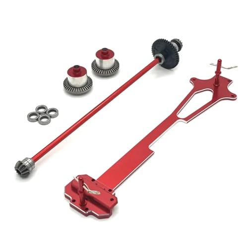 PLOQAZEH RC Autoteile Für Wltoys Für 124016 124017 124018 124019 Für RIaarIo 1/12 RC Auto Upgrade Teile Metall Zweite Boden Bord Differential Zentrale Antriebswelle(Red) von PLOQAZEH