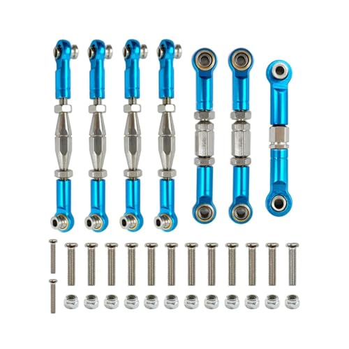 PLOQAZEH RC Autoteile Für Wltoys Für 144001 144002 144010 124007 124016 124017 124019 Metall Vorne Hinten Spurstange Gestänge Servo Link Rod Set RC Auto Upgrade Teile(Blue) von PLOQAZEH