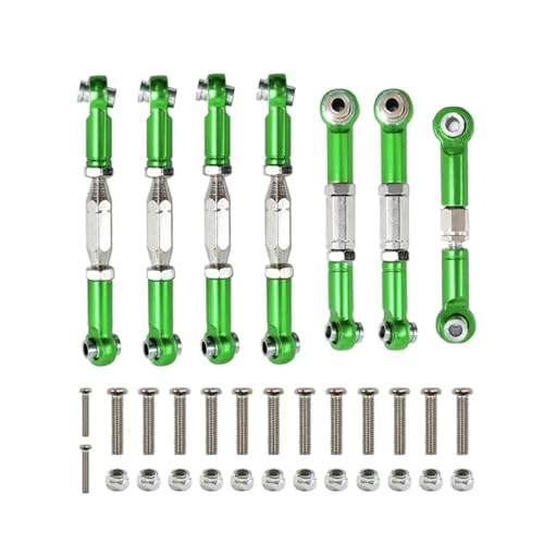 PLOQAZEH RC Autoteile Für Wltoys Für 144001 144002 144010 124007 124016 124017 124019 Metall Vorne Hinten Spurstange Gestänge Servo Link Rod Set RC Auto Upgrade Teile(Green) von PLOQAZEH