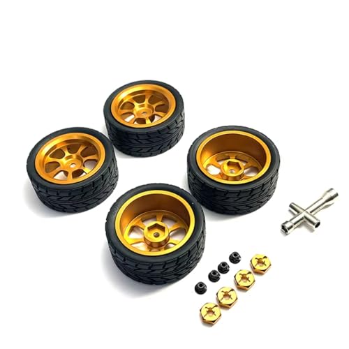 PLOQAZEH RC Autoteile Für Wltoys Für 144001 144010 144002 124016 124017 124018 124019 A949 A959 A969 A979 K929 1/10 1/12 1/14 1/18 RC Und Andere Metall-Upgrade-Räder(Yellow) von PLOQAZEH