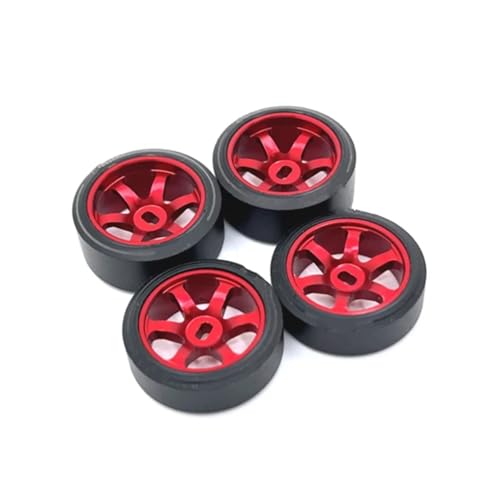 PLOQAZEH RC Autoteile Für Wltoys Für 284131 K969 K979 K989 P929 1/28 RC Auto Upgrades Teile 25mm Drift Reifen Reifen Metall Felge(Red) von PLOQAZEH