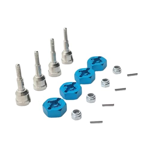 PLOQAZEH RC Autoteile Für Wltoys Für A949 A959 A959-B A969 A979 K929 1/18 RC Auto Upgrade Teile Metall Antriebswelle Rad Achse Tasse Und 12mm Rad Hex Adapter(Blue) von PLOQAZEH