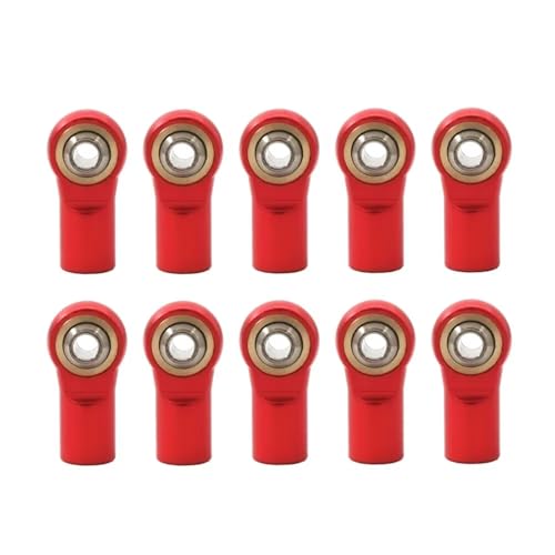 RC Autoteile Für Axial Für SCX10 D90 D110 Für Tamiya Für CC01 Für Racing 1/10 10 Stücke Metall M4 20mm Aluminium Pleuel Spurstangenkopf Kugelgelenk(Red) von PLOQAZEH