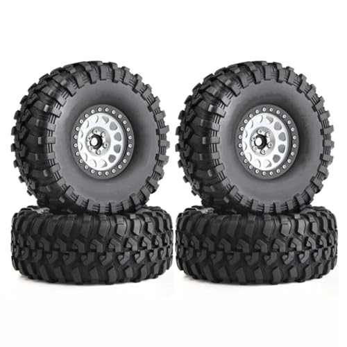 RC Autoteile Für Axial Für SCX10 Für Wraith RR10 Für Capra Für Traxxas Für TRX4 YK4082 YK4083 1/10 RC Crawler Auto 135mm Metall 2,2 "Beadlock Felge Reifen Set(Silver) von PLOQAZEH