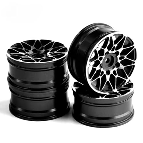 RC Autoteile Für HSP Für Tamiya Für HPI Für Kyosho Für 94123 R64 1/10 On-Road Drift Auto 52 MM Aluminium Legierung Metall Radnabe 1,9 Zoll Klettern Auto Felge(Black) von PLOQAZEH