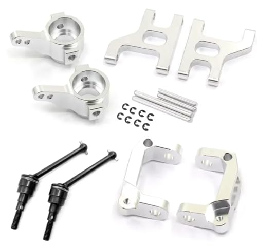 RC Autoteile Für Tamiya Für CC01 TA02 TA03 4WD 1/10 Front Lower Suspension Arm Hub Carrier Basis C Lenkung Tasse Metall Antriebswelle RC Auto Upgrade Teile(Silver) von PLOQAZEH