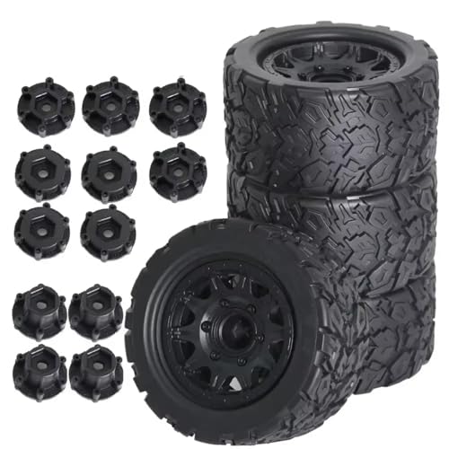 RC Autoteile Für Tamiya Für HPI Für Kyosho Für Arrma 1/10 4PCS RC Universal Tyres Trucks Reifen Accessoire RC Car 12-14 Mm Adapter Kunststoffreifen Ersetzen(Size1) von PLOQAZEH