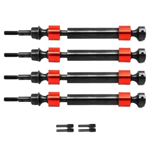 RC Autoteile Für Traxxas Für Maxx Für E-Maxx Für T-Maxx 1/10 5451X RC Auto Upgrade Teile Zubehör Gehärtete Stahl Splined CVD Antriebswelle(Red,4pcs) von PLOQAZEH