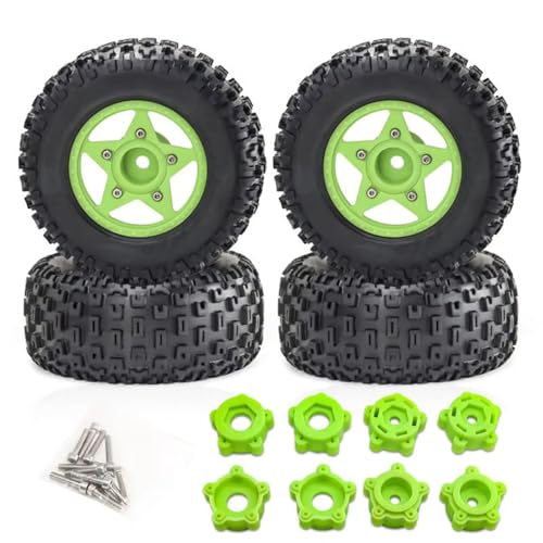 RC Autoteile Für Traxxas Für Slash Für Arrma Für Senton Für Vkar Für Sctx10 Für HPI 1/8 1/10 Short Course Truck Reifen Mit 12mm 14mm 17mm Rad Hex(Green) von PLOQAZEH