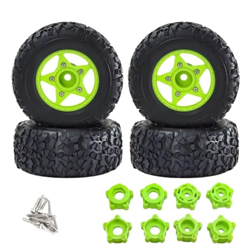 RC Autoteile Für Traxxas Für Slash Für Arrma Für Senton Für Vkar SCTX10 Für HPI 1/8 1/10 RC Auto 4Pcs 109mm Short Course Truck Reifen Mit 12mm 14mm 17mm Rad Hex(Green) von PLOQAZEH