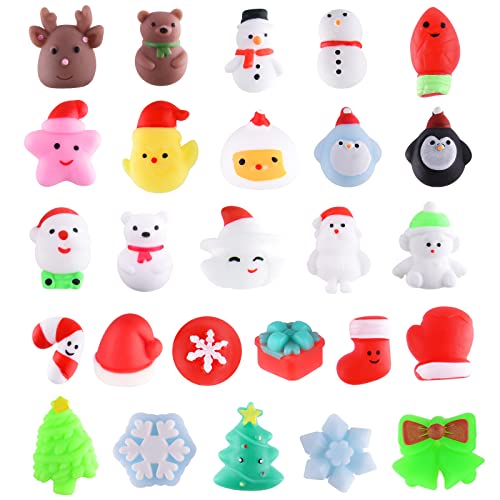 PLULON 26 STÜCKE Weihnachten Squishy Spielzeug Tier Squeeze Bulk Kinder Mini Weihnachtsbäume Schneemann Weihnachtsmann Hirsch Pinguin Bär Schneeflocken Weihnachtsfeier Taschenfüller Geburtstag von PLULON