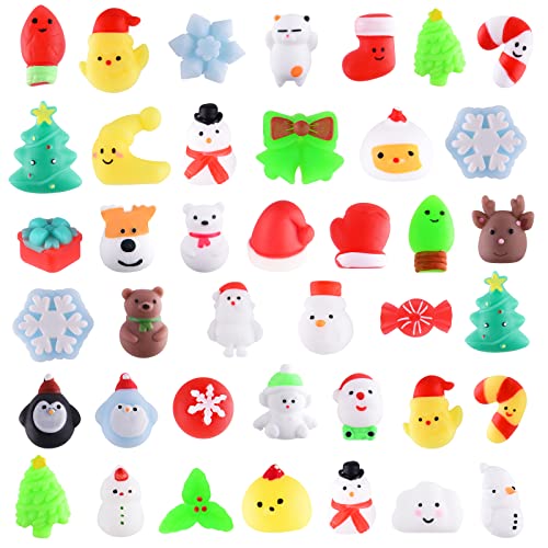 PLULON 40 STÜCKE Weihnachten Squishy Spielzeug Tier Squeeze Bulk Kinder Mini Weihnachtsbäume Schneemann Weihnachtsmann Hirsch Pinguin Bär Schneeflocken Weihnachtsfeier Taschenfüller Geburtstag von PLULON