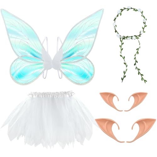 PLULON 9-teiliges Feenflügel-Kostümzubehör für Mädchen Kinder Funkelnde transparente Schmetterlingsflügel Tutu-Rock mit Feenstab Elfenohren Blumenkrone für Anziehpartys Halloween-Partykostüme PLULON 9-teiliges Feenflügel-Kostümzubehör für Mädchen Kinder Funkelnde transparente Schmetterlingsflügel Tutu-Rock mit Feenstab Elfenohren Blumenkrone für Anziehpartys Halloween-Partykostüme von PLULON