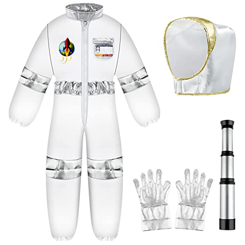 PLULON Astronauten-Kostüm für Kinder, NASA-Weltraumpilot, Weltraum-Overall mit Helm-Handschuhen, Monokular für Rollenspielpartys von PLULON