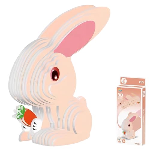 PLUSHCEWT 3D Tier-Puzzle Kaninchen Puzzle Kreative Geschenke für Mädchen Spaß Kunst DIY Handwerk Geburtstagsgeschenk 3D-Puzzles für Kinder Junge Mädchen Alter ab 3 Jahren (B) von PLUSHCEWT