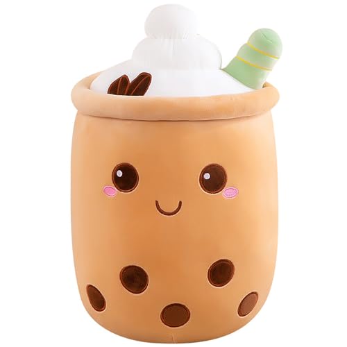 PLUSHCEWT Bubble Tea Kuscheltier Plüschtier Niedliche Boba Milch Tee Plüschkissen Puppe Riesen Plüschtiere Gefülltes Teetasse Kissen für Kinder Geschenk 50cm (Braun) von PLUSHCEWT