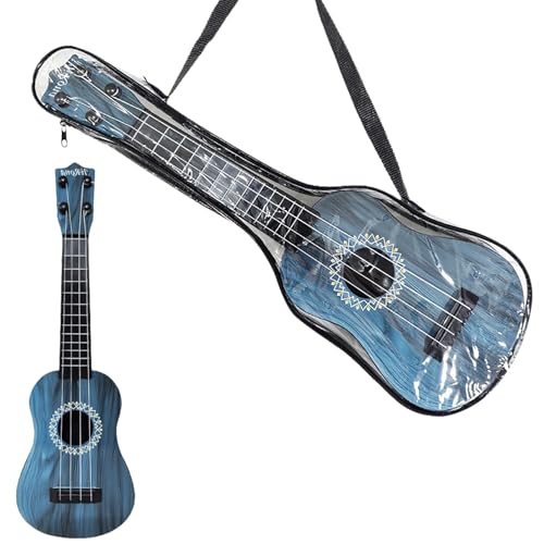 PLUSHCEWT Kinder Gitarre Ukulele Instrumente, 42cm Akustische Spielzeuggitarre mit 4 Verstellbaren Saiten, Kinder Spielzeug Musikalische Ukulele Gitarre Kinder Gitarre Cartoon Mini Kindergitar (Blau) von PLUSHCEWT