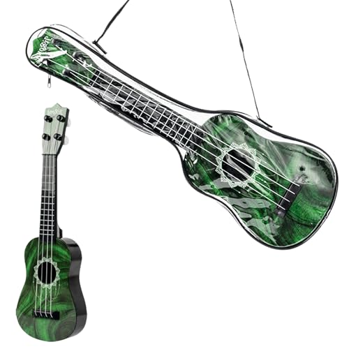 PLUSHCEWT Kinder Gitarre Ukulele Instrumente, 42cm Akustische Spielzeuggitarre mit 4 Verstellbaren Saiten, Kinder Spielzeug Musikalische Ukulele Gitarre Kinder Gitarre Cartoon Mini Kindergitar (Grün) von PLUSHCEWT