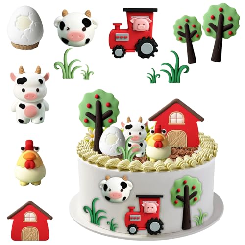 PLUSHCEWT Niedliche Dschungel Tiere Kuchen Dekoration, Tiere Kuchen Topper, 3D Tiere Kuchen Dekorationen Woodland Tiere Party Supplies Dschungel Tier Cupcake Toppers Kuchen Dekorationen Party (A) von PLUSHCEWT