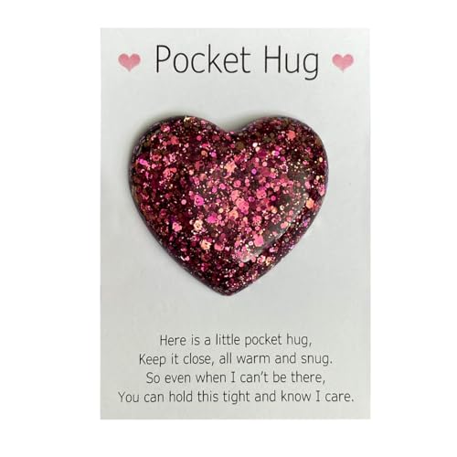 PLUSHCEWT Pocket Hug Herz Mini Pocket Hug Geschenk handgemachtes Geschenk und Harz Herz Besondere Ermutigen Geschenk Gute Glücksgeschenke für Freunde, Hochzeiten, Geburtstag, Weihnachten (B) von PLUSHCEWT