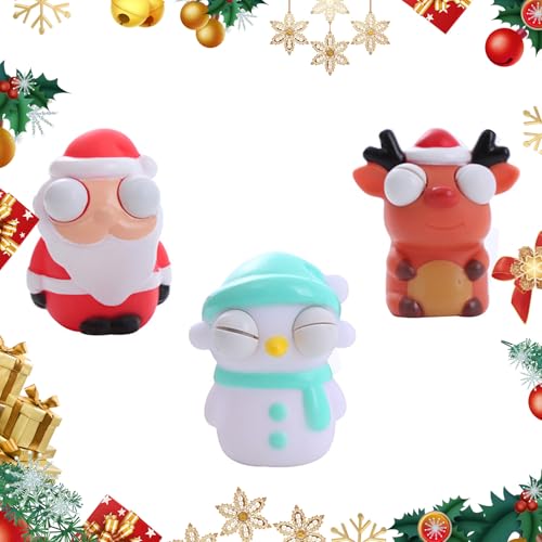 PLUSHCEWT Weihnachten Drückspielzeug Lustiges Kneifspielzeug Stressabbau Spielzeug Weihnachtsmann Schneemann Rentier Augen Drücken Spielzeug für Kinder Erwachsene Fidget Squishy Drücken Spielzeug (B) von PLUSHCEWT