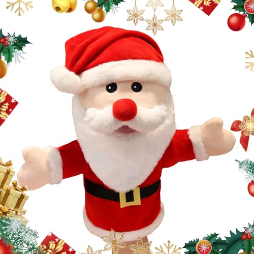 PLUSHCEWT Weihnachten Handpuppen Santa Schneemann Rentier Spielzeug für Kinder Weihnachten Plüschpuppe Plüschtier mit beweglichem offenem Mund zum Geschichtenerzählen Interaktive Performance (B) von PLUSHCEWT