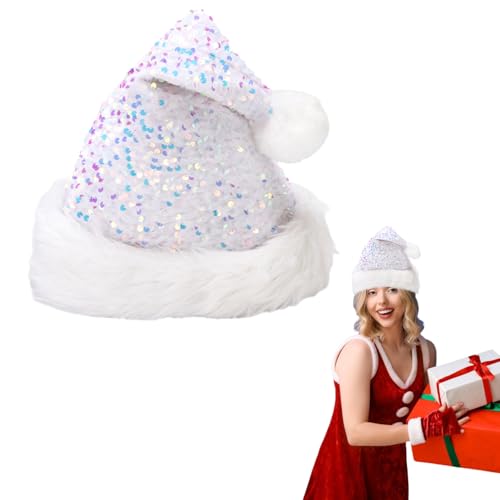 PLUSHCEWT Weihnachtsmütze für Erwachsene Kinder Glänzende Pailletten Weihnachtsmann Hut Plüsch Weihnachten Hut Unisex Weihnachtsfeier Hut Kostüm Geschenke Weihnachten Neujahr Festliche Party (B) von PLUSHCEWT