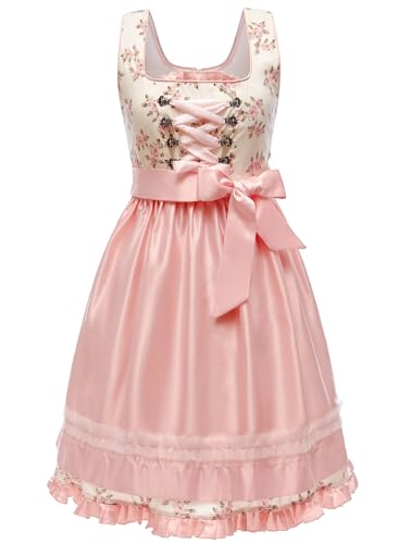 PLWEDDING Oktoberfest-Outfits für Damen, Dirndlkleider, deutsche Oktoberfestkleider, bayerisches Karnevalskostüm, Cosplay-Kleid(Rosa,M) von PLWEDDING