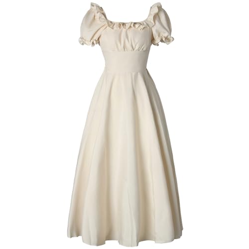 PLWEDDING Renaissance-Kostüm für Damen mittelalterliches Kleid Chemise-Kleid viktorianisches Kleid Ren-Festival-Kostüm(Champagner,L) von PLWEDDING