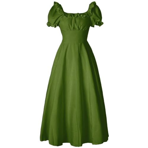 PLWEDDING Renaissance-Kostüm für Damen mittelalterliches Kleid Chemise-Kleid viktorianisches Kleid Ren-Festival-Kostüm(Olive,L) von PLWEDDING