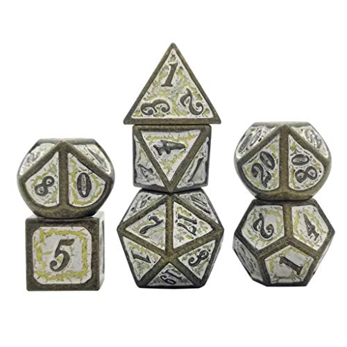 7-teiliges Metallwürfel-Set, polyedrisches Brettspiel-Würfel-Set für Freunde, Party, RPG, MTG, D4, D6, D8, D10, D12, D20 von PMFACE