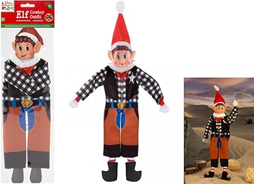 PMS Elfen benehmen sich schlecht Elf Puppe Dress Up Outfit Weihnachten Neuheit Zubehör Cowboy Kostüm von PMS