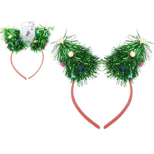 Rot-grünes Lametta-Weihnachtsbaum-Stirnband (1 Stück) – lebendiges Design, perfektes Urlaubszubehör für Partys, Familienfeiern und Feiern von PMS