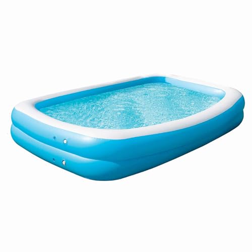 VFM – Großes aufblasbares Planschbecken – Jumbo Familienpool 2,6 m – Blau – für Erwachsene – aufblasbares Schwimmbad – Kinderpool von PMS