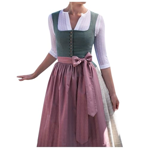 PMUYBHF Ein Mittelalterliches Leben Damen Halloween Oktoberfest Kleid Body Sculpting Bühnenkostüm Kostüm Arkanes Cosplay-Kostüm (Light Green, XXXXXL) von PMUYBHF