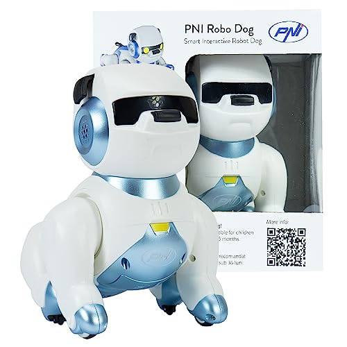 PNI Interaktiver intelligenter Roboter Robo Dog, Sprachsteuerung, Touch-Tasten, weiß-blau, Batterie enthalten 3,7V 350mAh von PNI