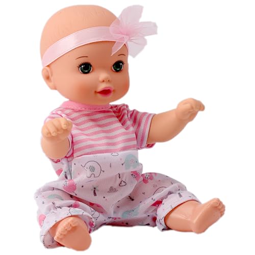 POCO DIVO Pink Headband Sweetie Cherub, 20.3 cm Toddler Girl Doll, Cute Newborn Infant Toy Baby with Romper Onesies von POCO DIVO