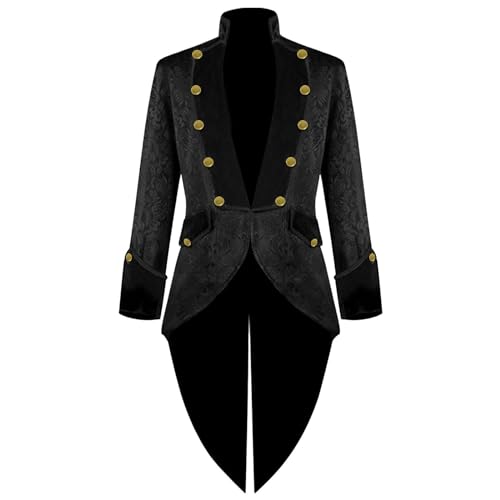 Halloween Kostüm Frack Jacke Herren Gothic Steampunk Retro Jacke Mittelalter Viktorianischer Smoking Fasching Party Cosplay Kostüme Lange Ärmel Faschingskostüme Männer Kostüme für Erwachsene von PODOLIXIA