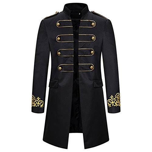 Halloween Kostüm Frack Mantel Herren, Mittelalter Steampunk Gothic Jacke, Viktorianischen Gehrock Uniform Smoking Retro Kleidung Karneval Party Cosplay Kostüme Langärmeliges Faschingskostüme von PODOLIXIA