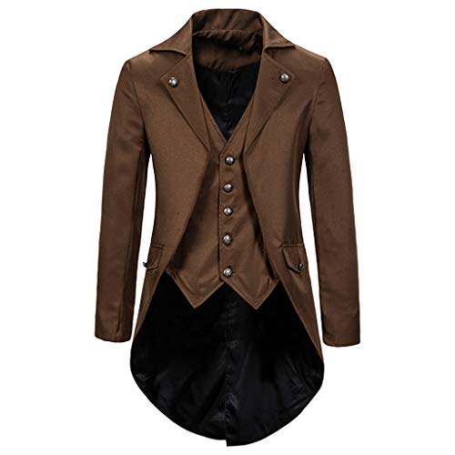 Halloween Kostüm Herren Frack Jacke Steampunk Gothic Retro Jacke Viktorianischer Mittelalter Smoking Fasching Party Cosplay Kostüme Lange Ärmel Faschingskostüme Männer Kostüme für Erwachsene von PODOLIXIA