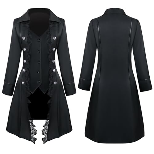 PODOLIXIA Halloween Kostüm Damen Frack Jacke Steampunk Gothic Retro Jacke Mittelalter Viktorianischer Smoking Karneval Party Cosplay Kostüme Lange Ärmel Faschingskostüme Frauen Kostüme für Erwachsene von PODOLIXIA