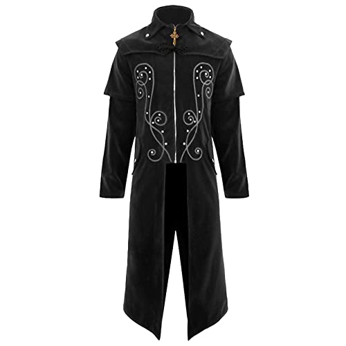 PODOLIXIA Halloween Kostüm Frack Jacke Herren Gothic Steampunk Retro Jacke Viktorianischer Mittelalter Smoking Fasching Party Cosplay Kostüme Langarm Faschingskostüme Männer Kostüme für Erwachsene von PODOLIXIA