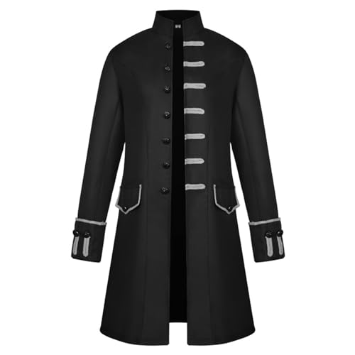 PODOLIXIA Halloween Kostüm Herren Frack Mantel, Gothic Steampunk Mittelalter Jacke, Viktorianischen Gehrock Uniform Smoking Retro Kleidung Karneval Party Cosplay Kostüme Lange Ärmel Faschingskostüme von PODOLIXIA