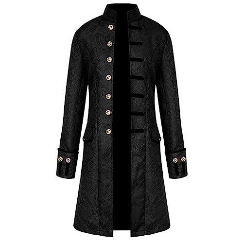 PODOLIXIA Halloween Kostüm Herren Frack Mantel, Mittelalter Steampunk Gothic Jacke, Viktorianischen Gehrock Uniform Smoking Retro Kleidung Karneval Party Cosplay Kostüme Lange Ärmel Faschingskostüme von PODOLIXIA