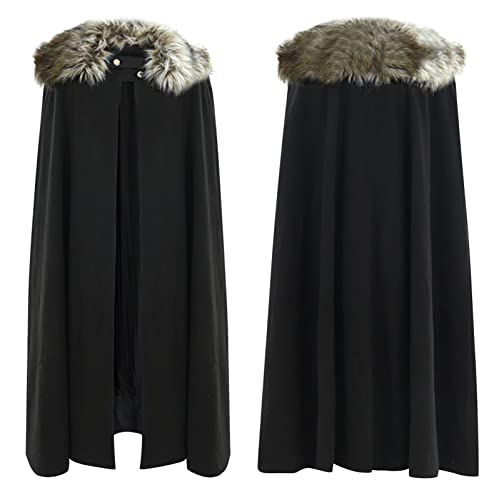 PODOLIXIA Mittelalter Umhang Unisex mit Teddyfell Kragen Halloween Kostüm Retro Lange Cape Cosplay Umhang Karneval Maskerade, Party, Cosplay-Kostüme Gothic Steampunk Faschingskostüme für Erwachsene von PODOLIXIA