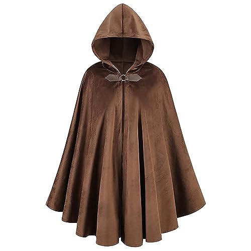 PODOLIXIA Umhang Unisex mit Kapuze Halloween Kostüm Retro Lang Cape Vampir Hexen Jedi Hooded Cosplay Umhang Fasching Maskerade, Party, Cosplay-Kostüme Gothic Steampunk Faschingskostüme für Erwachsene von PODOLIXIA