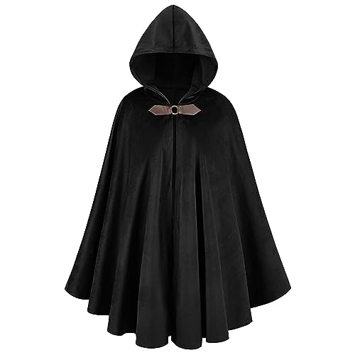 PODOLIXIA Umhang Unisex mit Kapuze Halloween Kostüm Retro Lang Cape Vampir Hexen Jedi Hooded Cosplay Umhang Fasching Maskerade, Party, Cosplay-Kostüme Gothic Steampunk Faschingskostüme für Erwachsene von PODOLIXIA